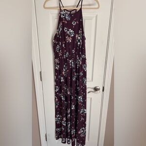 French Grey Floral Plum Maxi Dress from Stitch Fix size Medium